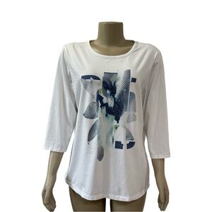 Rabe Rhinestone Embellished White Graphic Top.